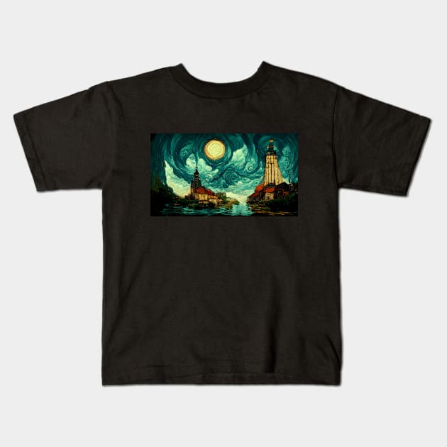 The Sky of Vincent Van Gogh (day29） Kids T-Shirt by 1st Studio